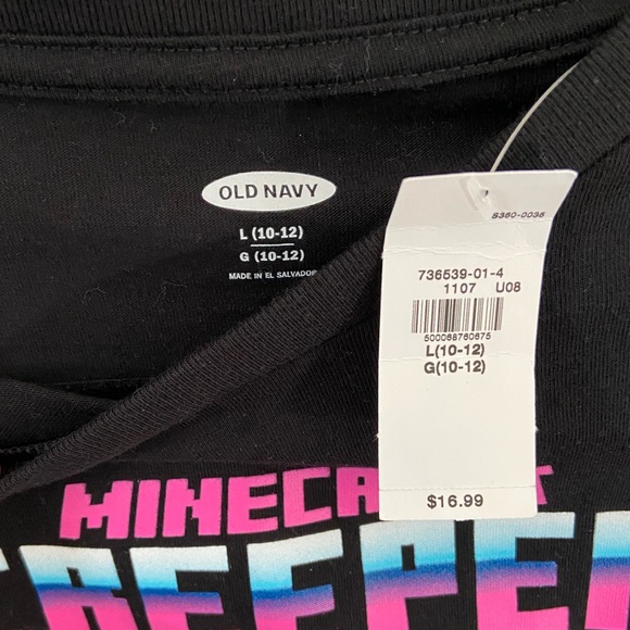 NWT Old Navy Minecraft Shirt - Black & Neon Minecraft short sleeve t-shirt - Picture 3 of 5